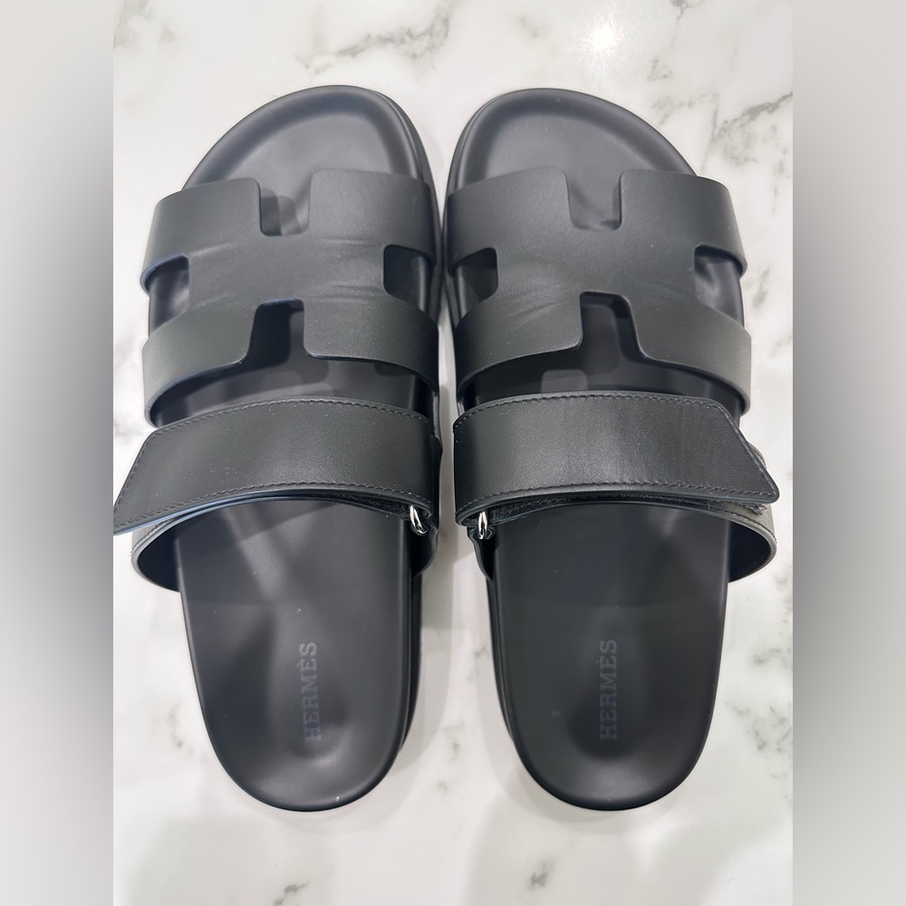 Hermes Chypre Sandals, size 38, black